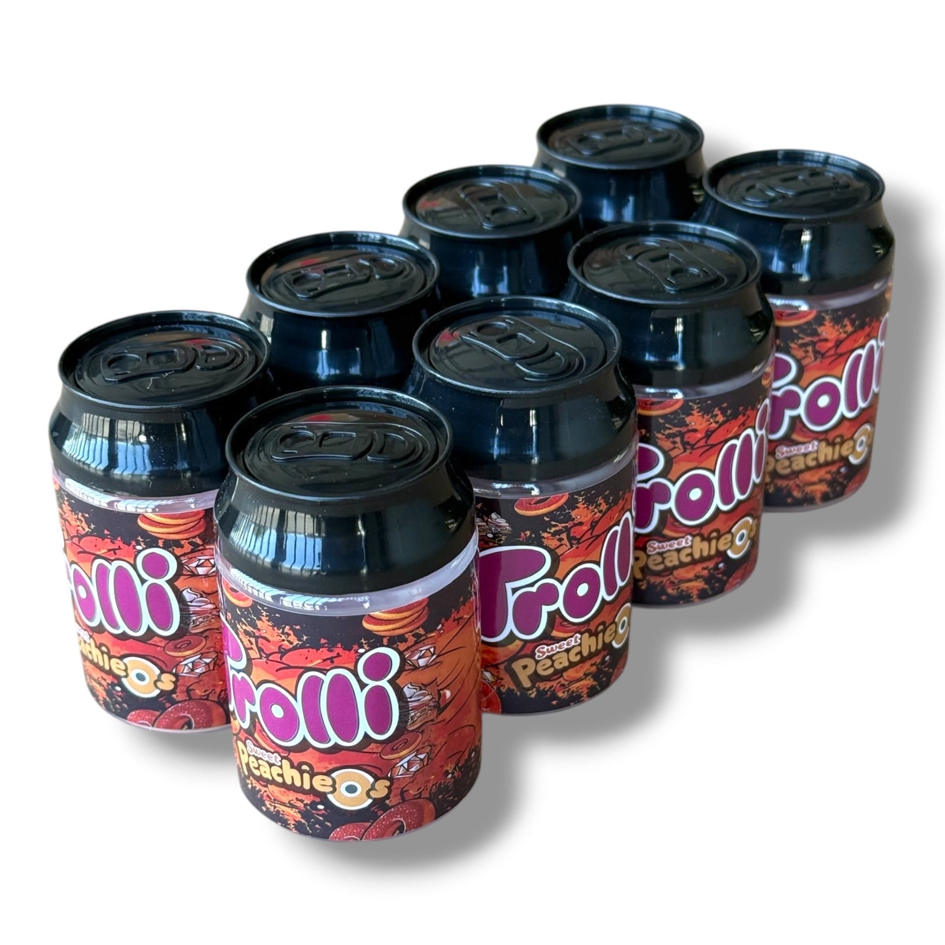 Trolli Sweet Peachieos 3.5g Cans - 8 cans in box