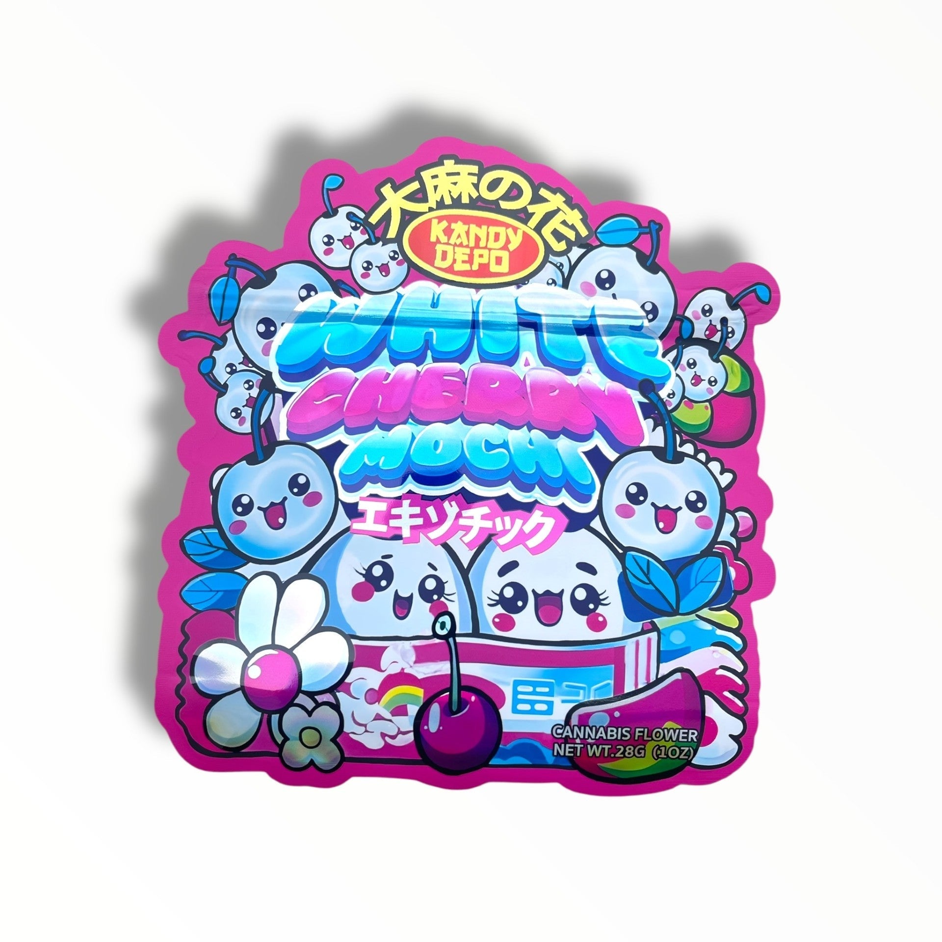 Kandy Depo White Cherry Mochi 1 OZ 28G empty Mylar bag 1 ounce (50 Count)