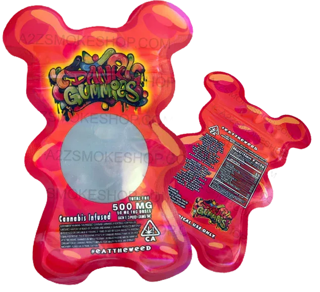 Dank Gummies Cut out 500mg Mylar Bag With window Red- Packaging Only - Black Unicorn Hub