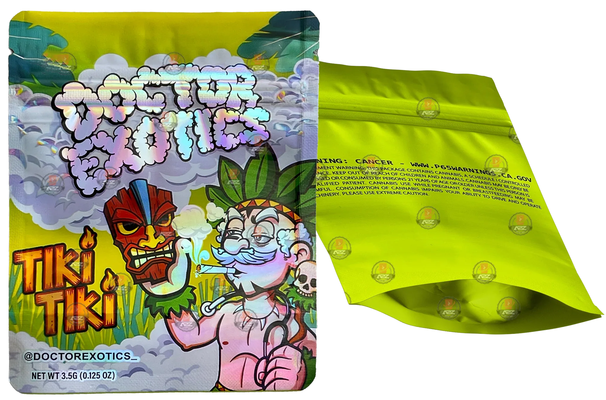 Doctor Exotics Tiki Tiki 3.5g Mylar bag Empty Packaging - Black Unicorn Hub