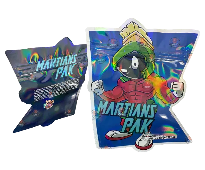 Martians Pak 3.5G Mylar Bag Die cut Packaging Only - Black Unicorn Hub