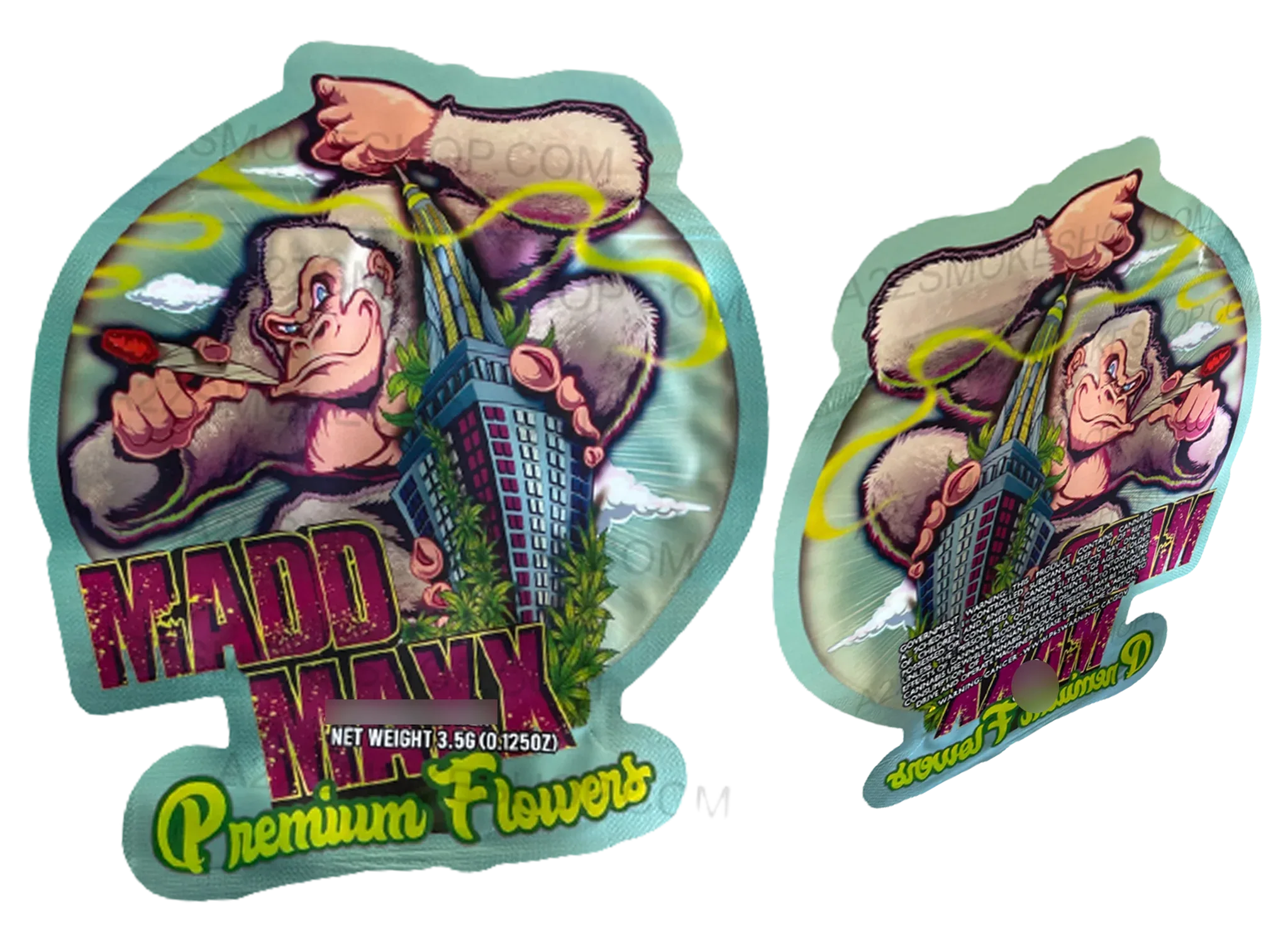 Mad Max Premium Flower Cut Out Mylar Bags 3.5g Die cut - Black Unicorn Hub