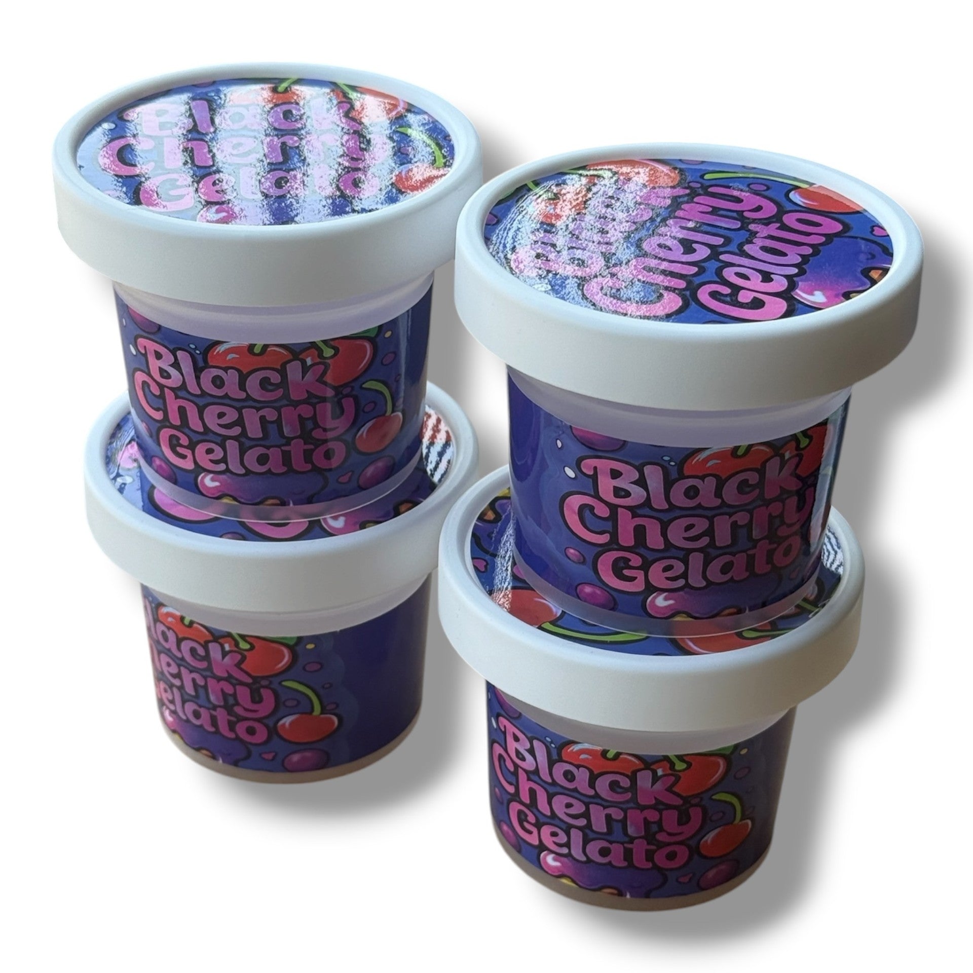 Black Cherry Gelato Ice Cream Style 3.5G Plastic Jars with Display Boxes – Packaging Only