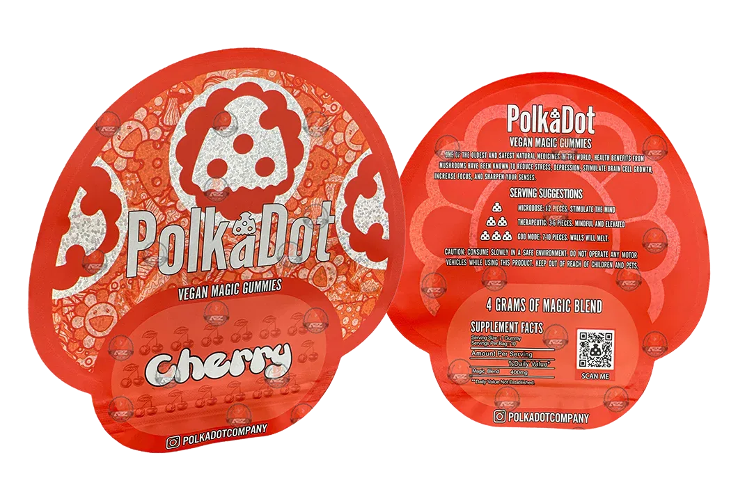 Polkadot Gummies Cherry Mylar bags 3.5g (Empty Bag-Packaging only) - Black Unicorn Hub