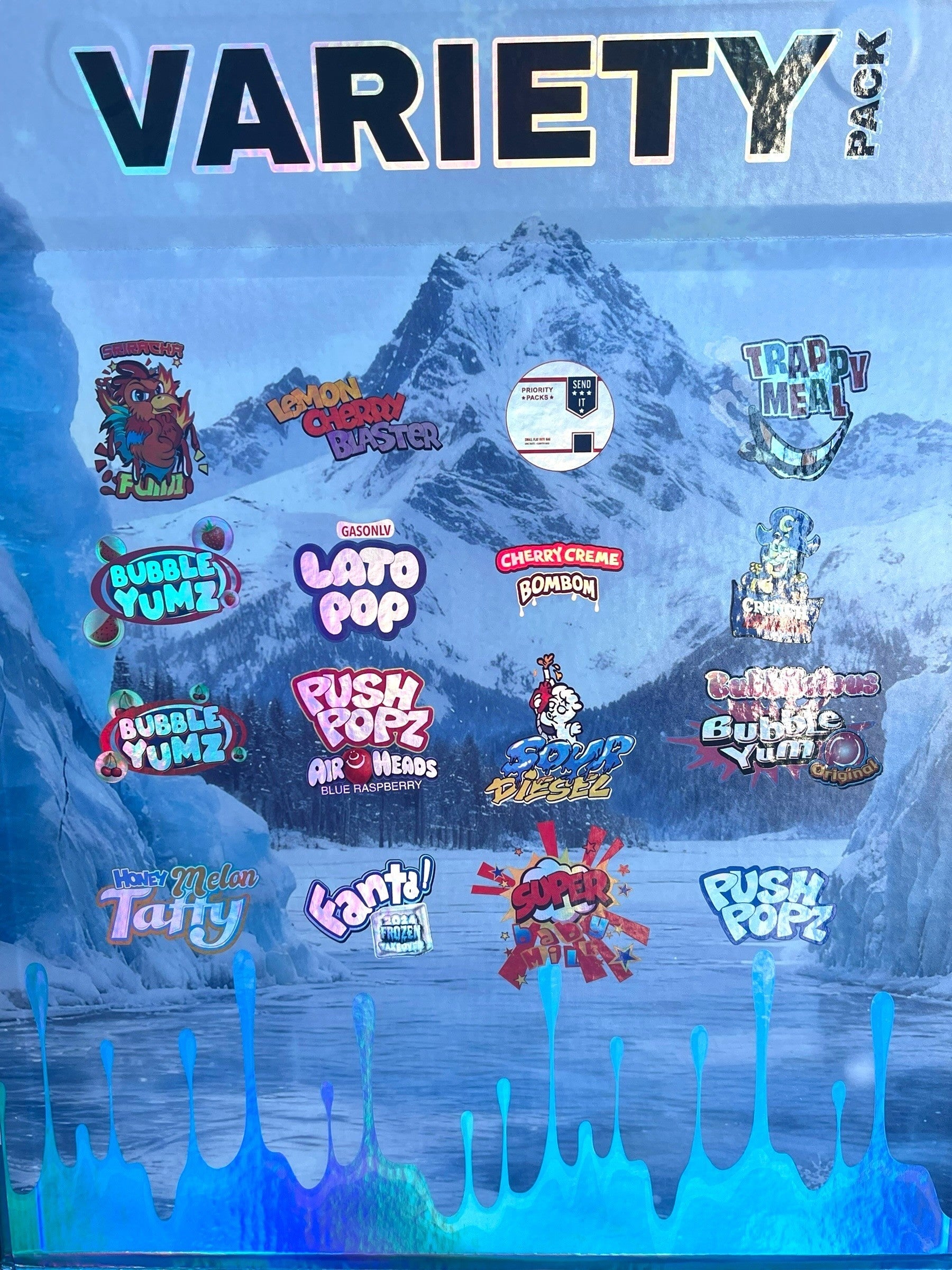 Variety Pack Glass Jars - Varity Pack 16 Flavors in box Empty Jars