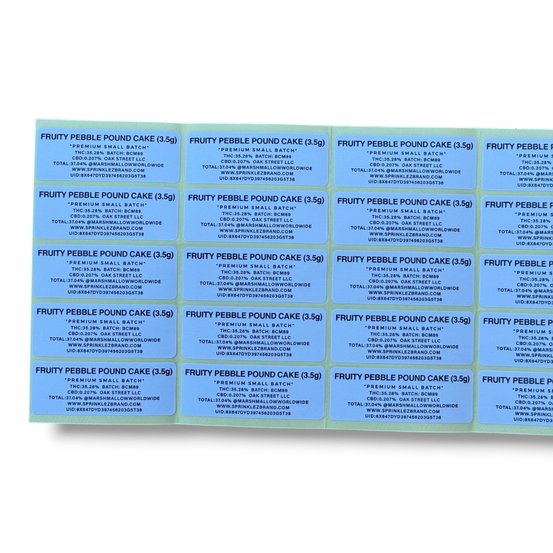 Sprinklez Marshmallow Banana Puddin Dream 3.5G Mylar sticker Bags -With stickers and label