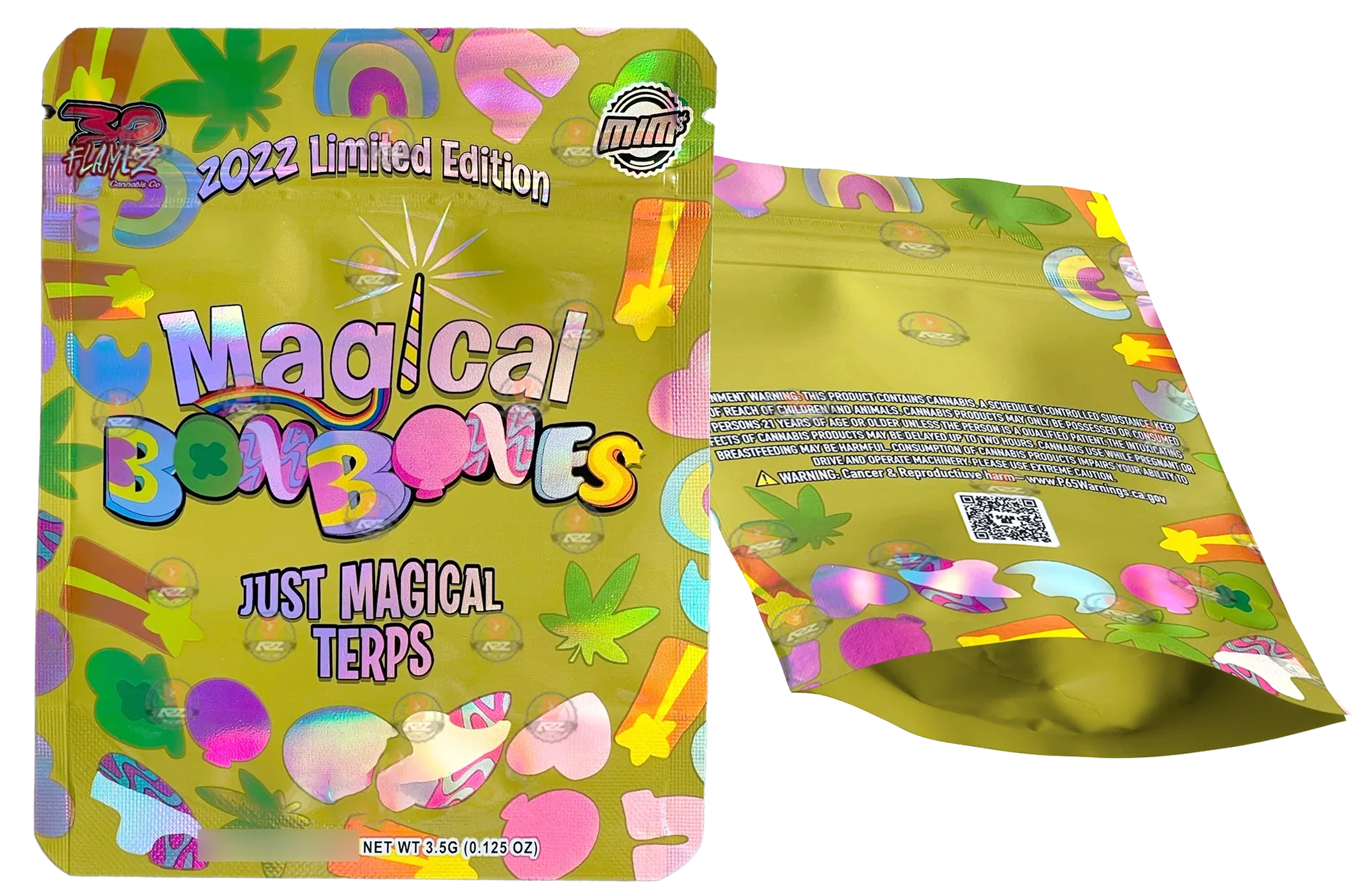 Magical Bonbones Cut Out Mylar Bags 3.5g Die Cut Holographic 30 Flamez Limited Edition - Black Unicorn Hub