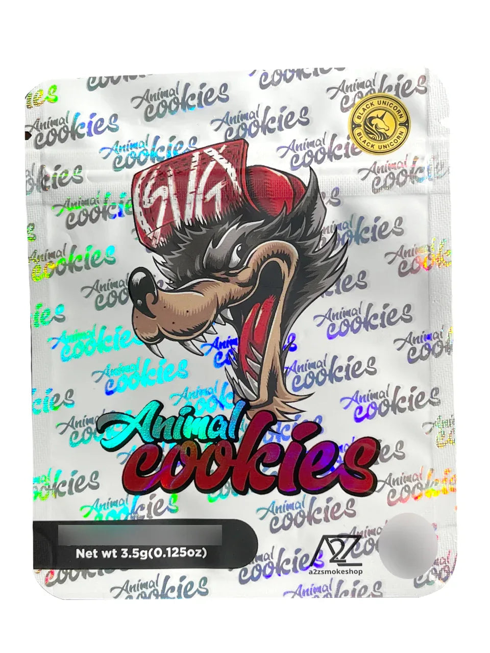 Black Unicorn - Animal Cookies Holographic Mylar bag 3.5g For Flower - Black Unicorn Hub