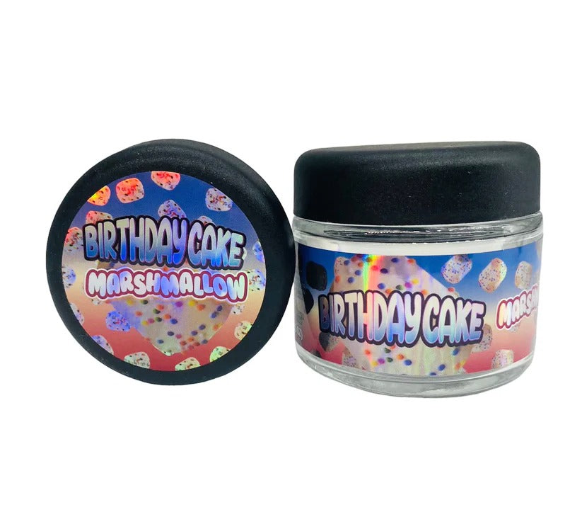 Birthday Cake Sprinkelz 3.5g Glass Jars with Holographic Stickers Child Resistant jar