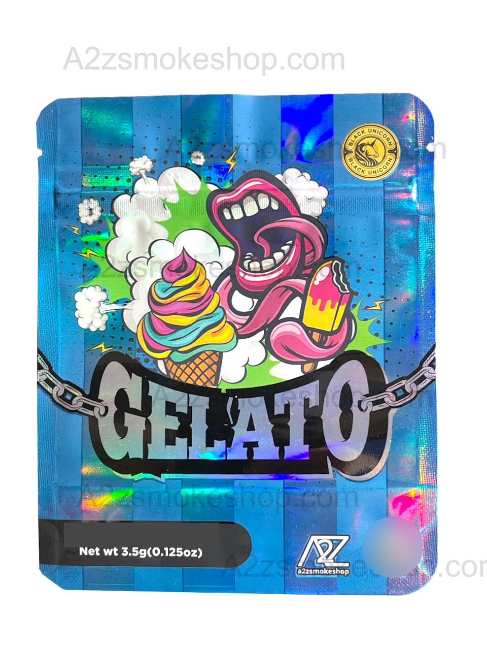 Black Unicorn - Gelato Holographic Mylar bag 3.5g  For Flower