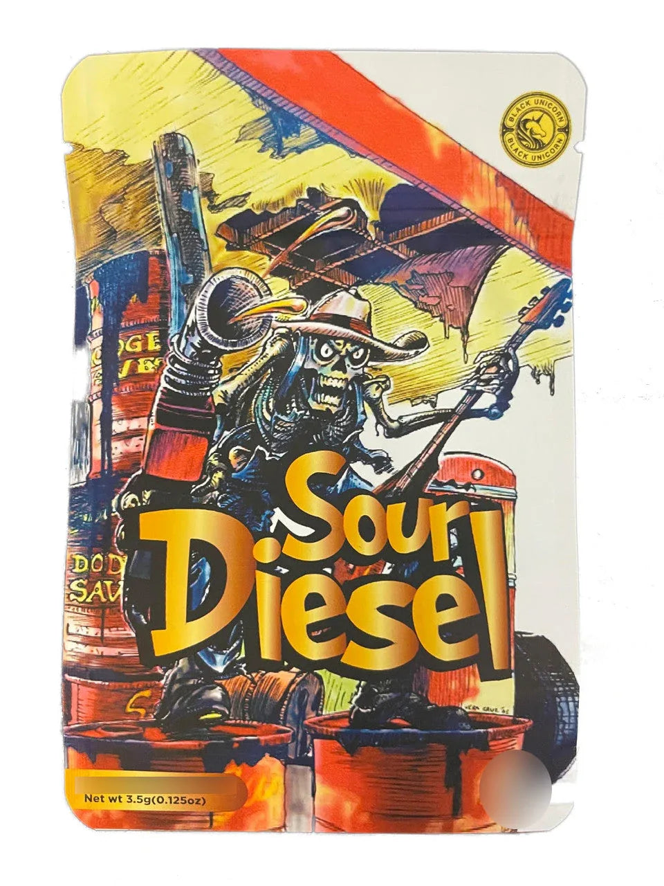 Black Unicorn - Sour Diesel Mylar bag 3.5g For Flower - Black Unicorn Hub
