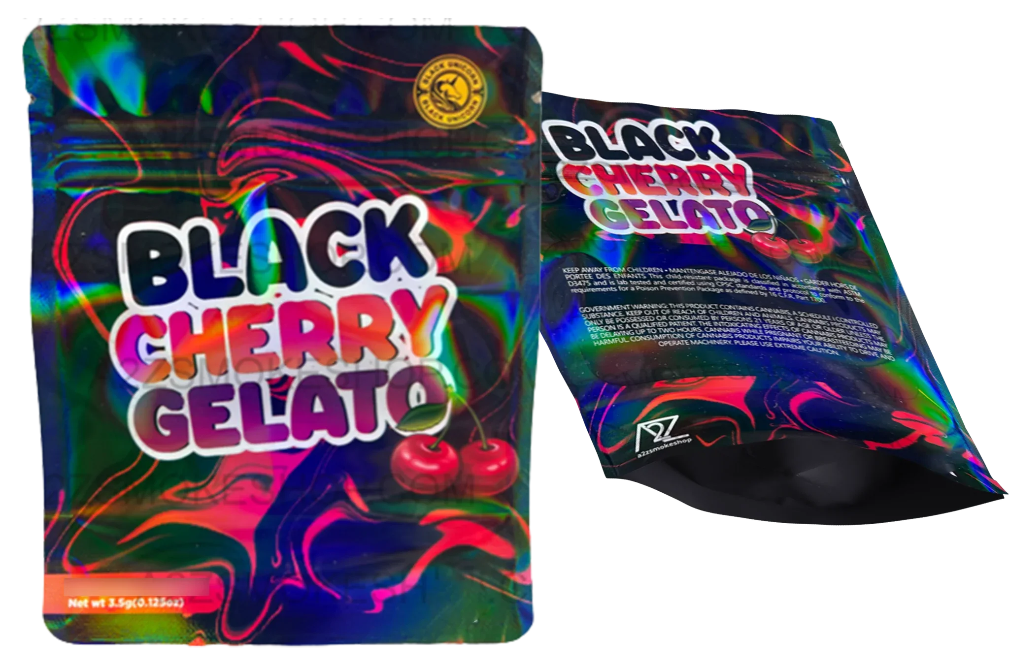 Black Unicorn-Black Cherry Gelato Holographic Mylar bag 3.5g - Black Unicorn Hub