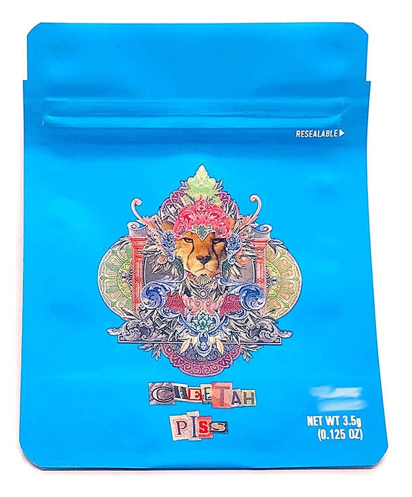 Cookies Cheetah Piss Mylar Bags 3.5 Grams Smell Proof Resealable Bags w/ Holographic Authenticity Stickers