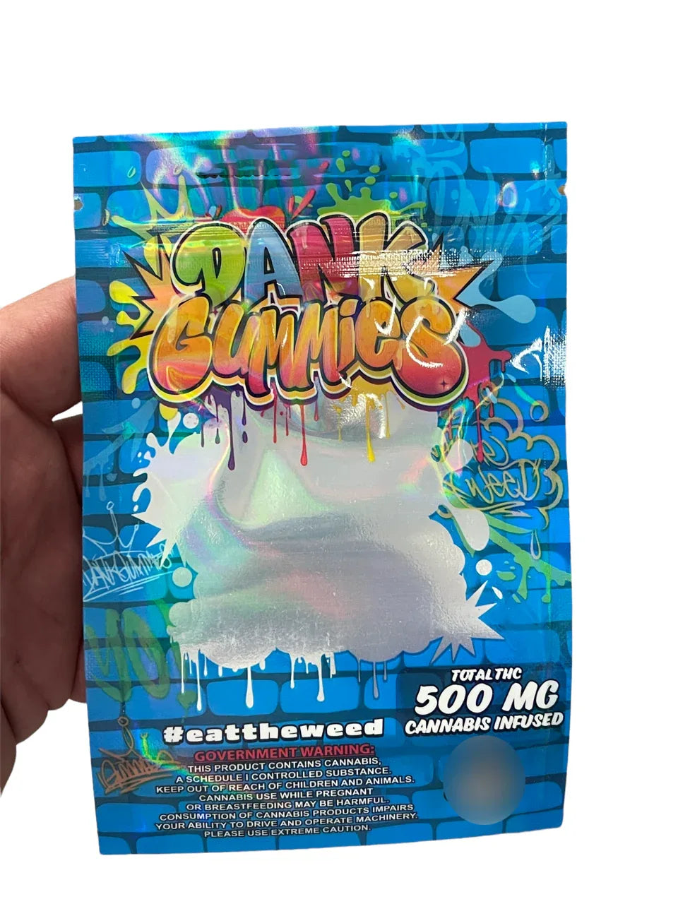 Dank Gummies 500mg Mylar Bag Blue - Packaging Only - Black Unicorn Hub
