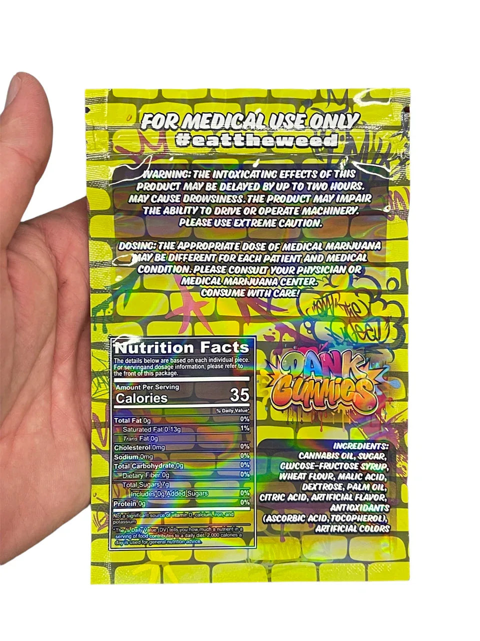 Dank Gummies 500mg Mylar Bag Yellow-Packaging Only - Black Unicorn Hub