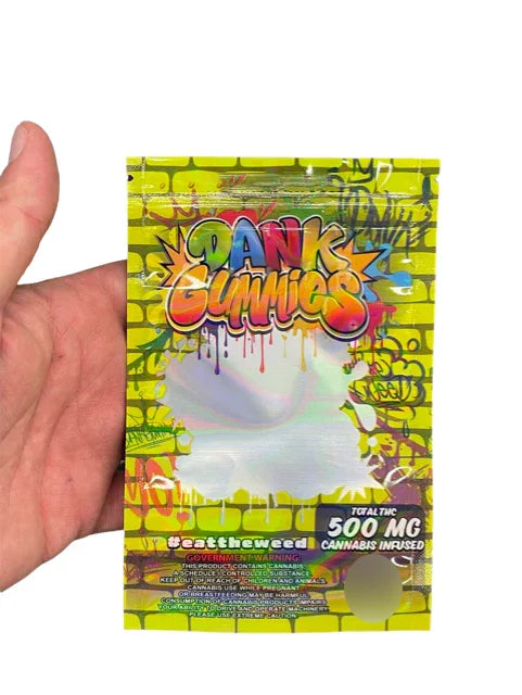 Dank Gummies 500mg Mylar Bag Yellow-Packaging Only - Black Unicorn Hub