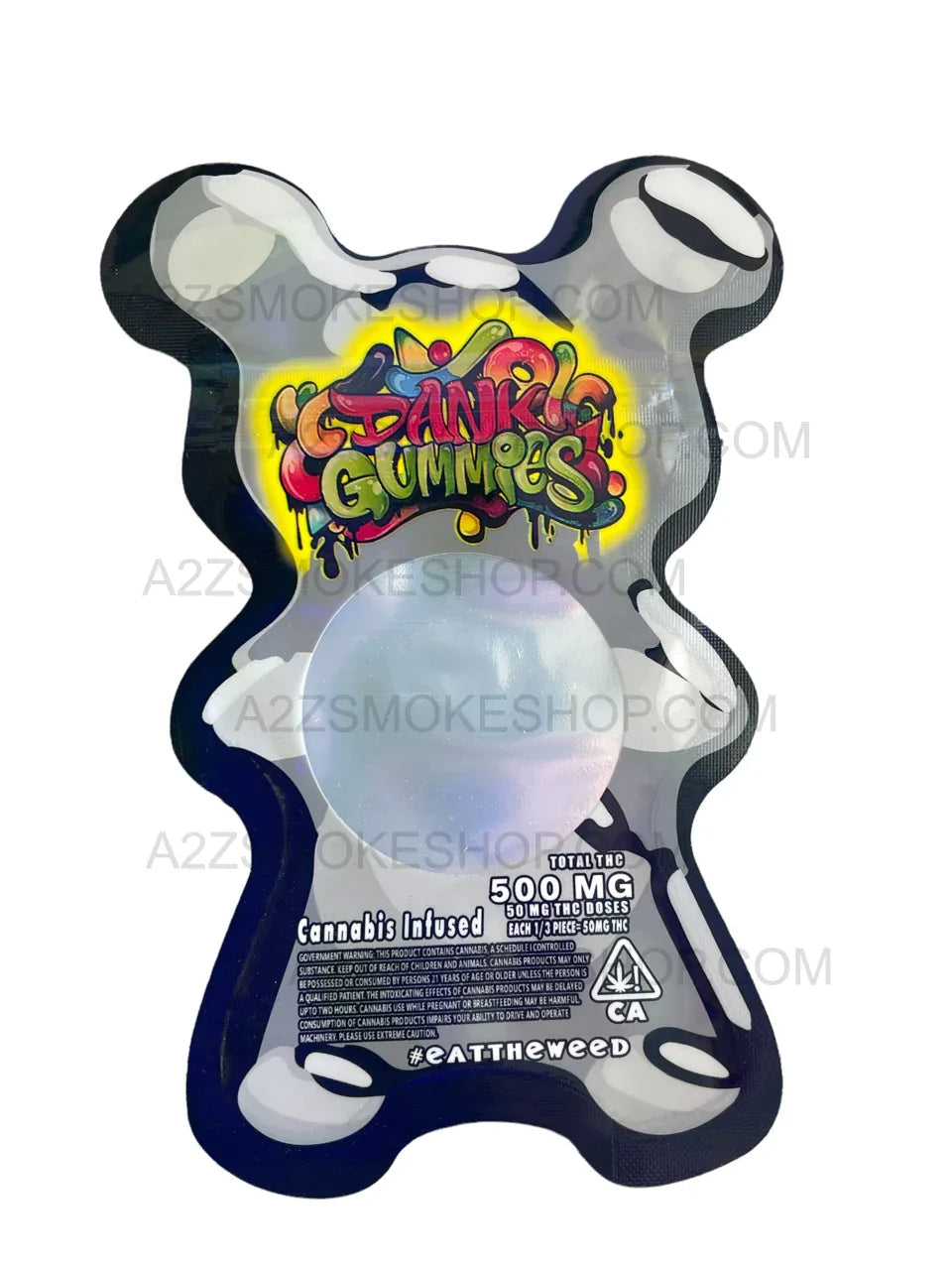 Dank Gummies Cut out 500mg Mylar Bag With window Silver - Packaging Only - Black Unicorn Hub