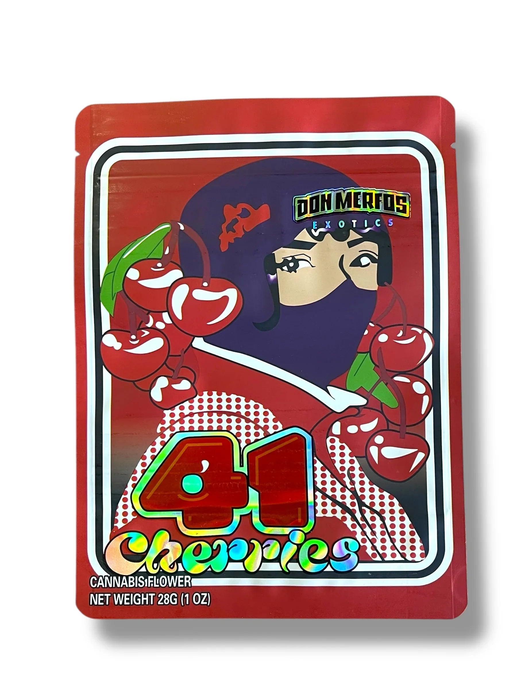 Don Merfos 41 Cherries 1 OZ 28G empty Mylar bag 1 ounce (50 Count) - Black Unicorn Hub