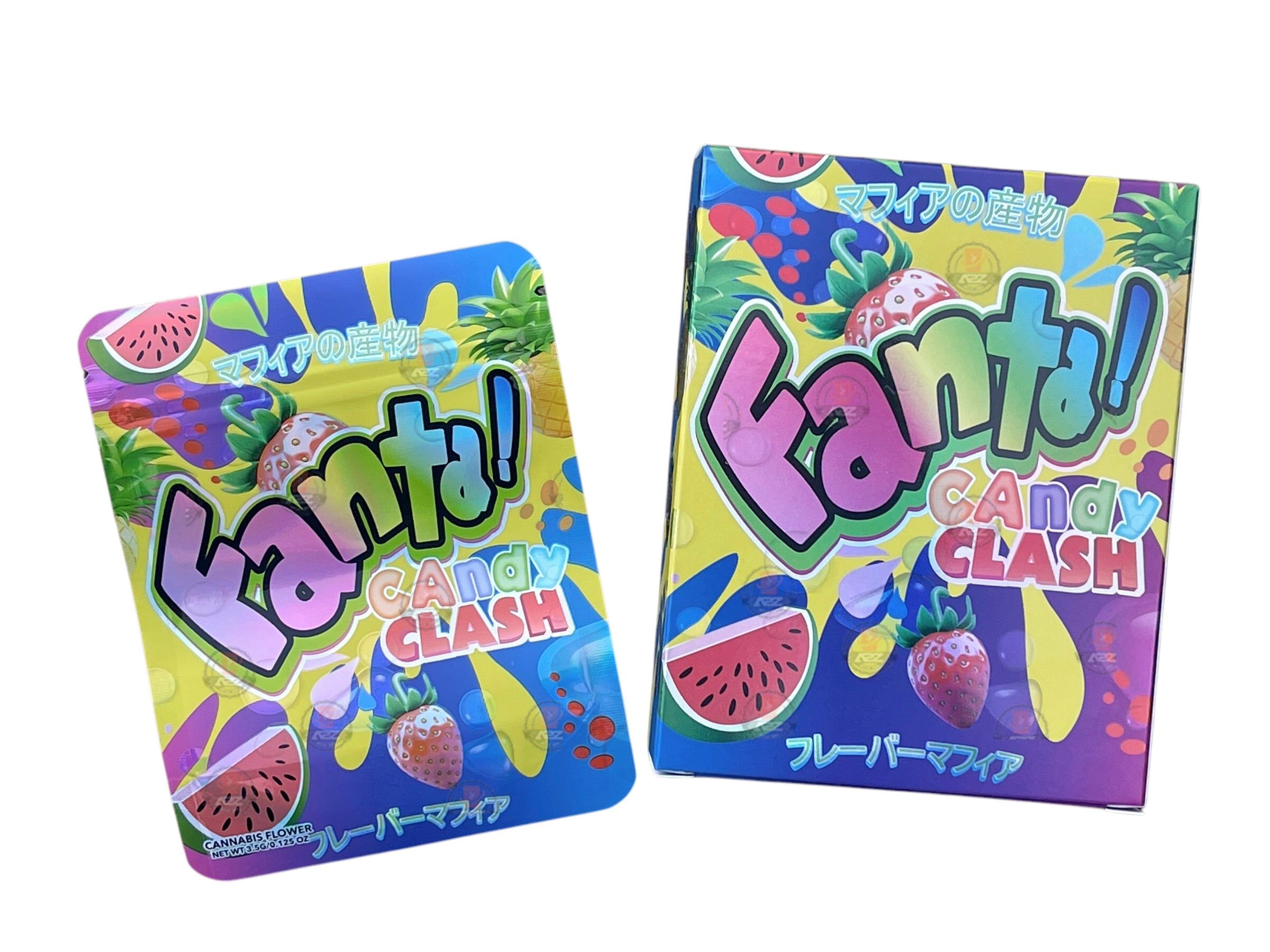 Fanta Candy Clash Mylar Bags with Boxes 3.5g Box Packaging Holographic
