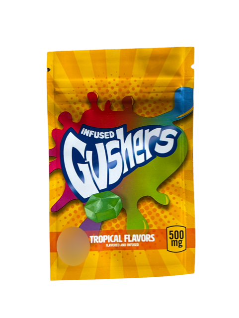 Gushers Tropical Flavors 500mg Mylar bags, packaging only