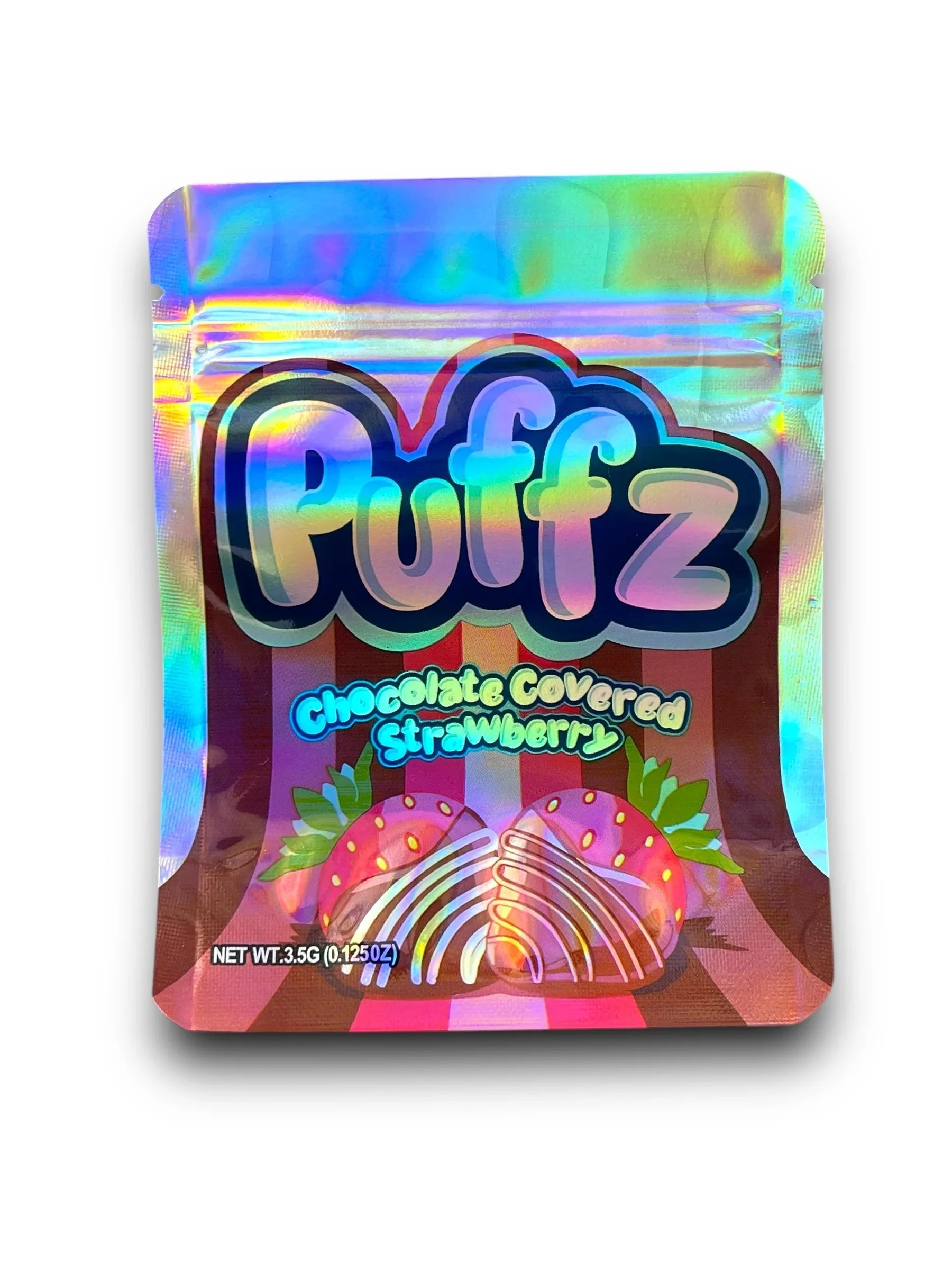 Puffz Chocolate Covered Strawbery Mylar Bags 3.5g Holographic - Black Unicorn Hub