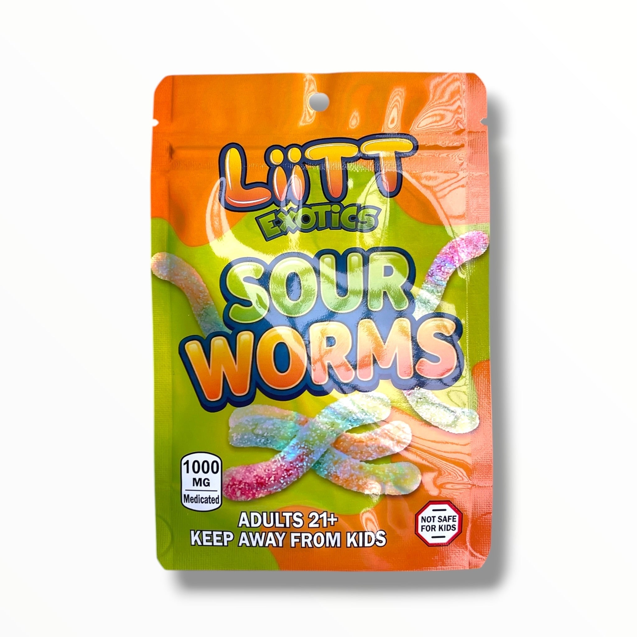 Liitt Exotics Sour Worms 3.5g Mylar Bag 1000MG (Packaging Only)