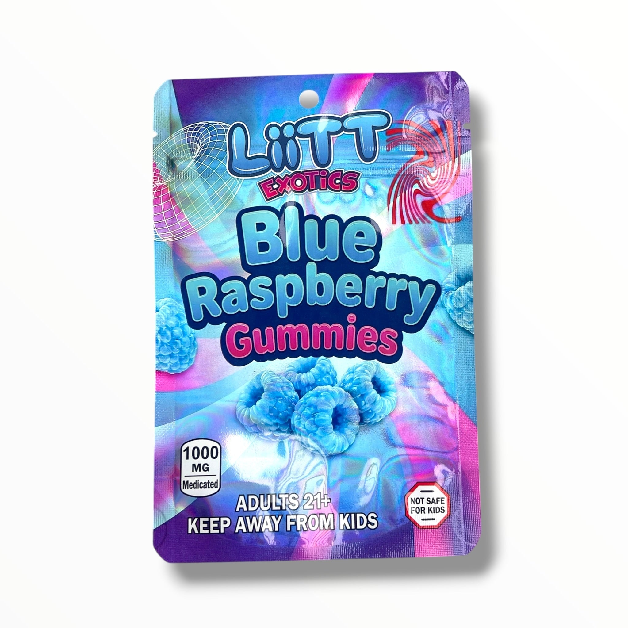 Liitt Exotics Blue Raspberry Gummies 3.5g Mylar Bag 1000MG (Packaging Only)