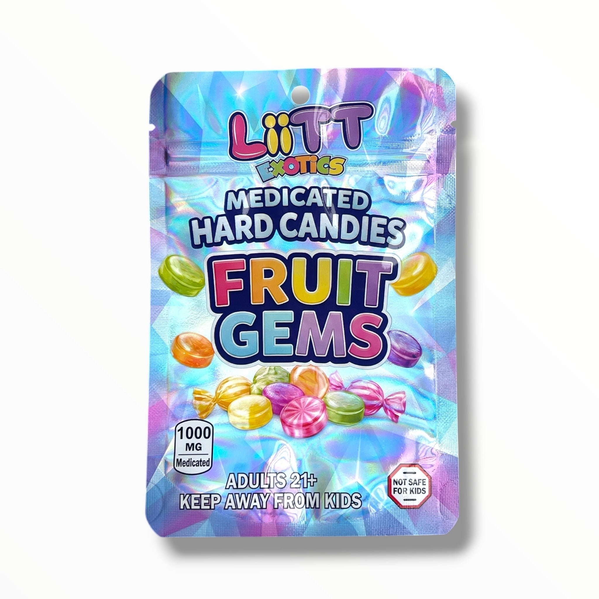 Liitt Exotics Hard Candies fruit Gems 3.5g Mylar Bag 1000MG (Packaging Only)