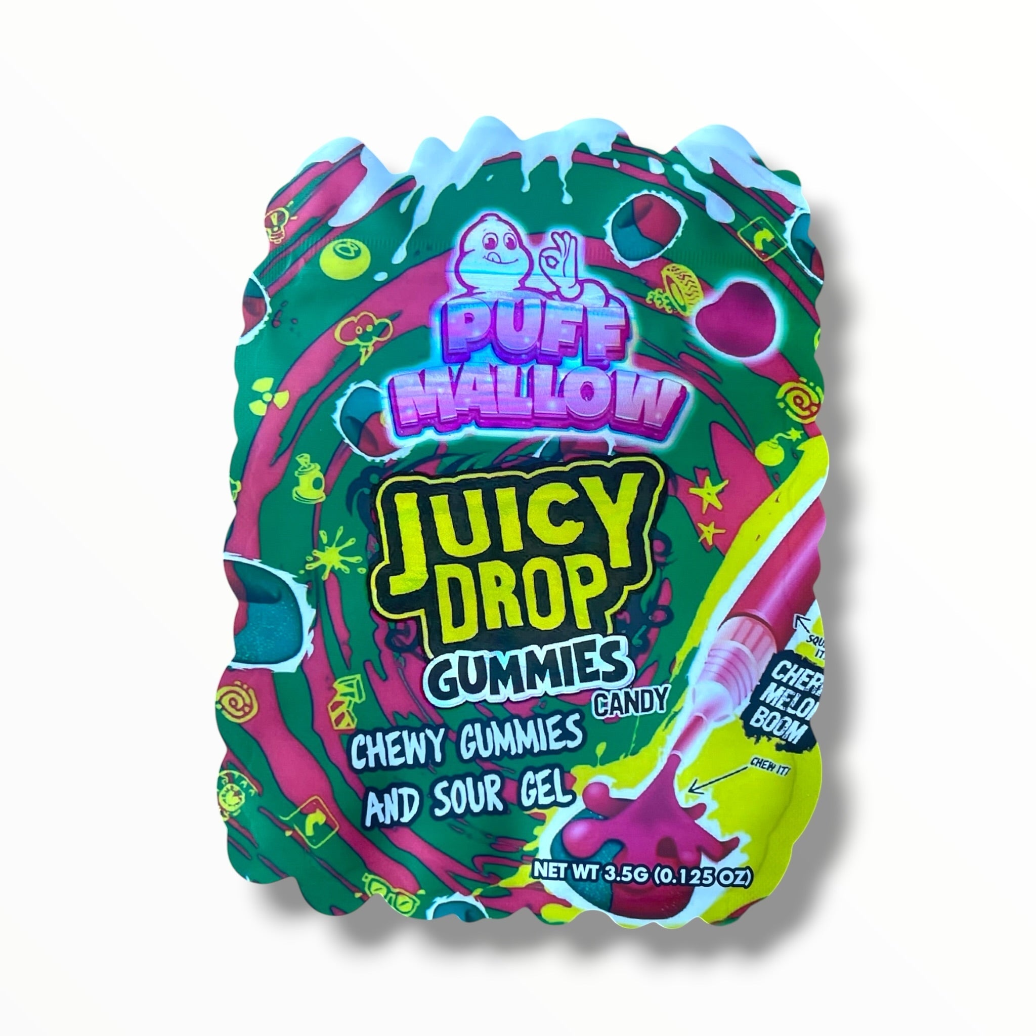 Puff Mallow Juicy Drop Gummies Candy 3.5g shape bags