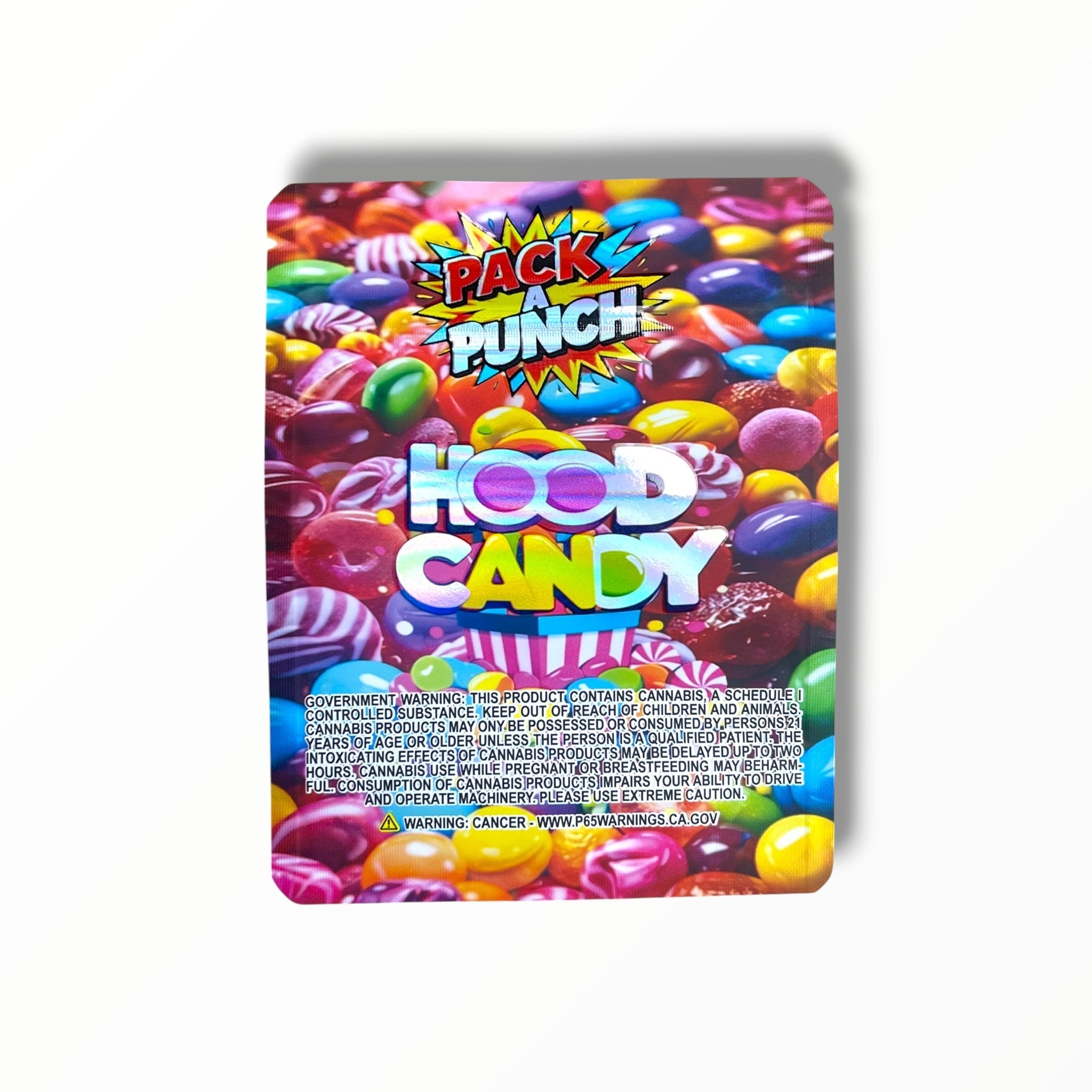 Pack A Punch Hood Candy 3.5g Mylar Bag- Packaging