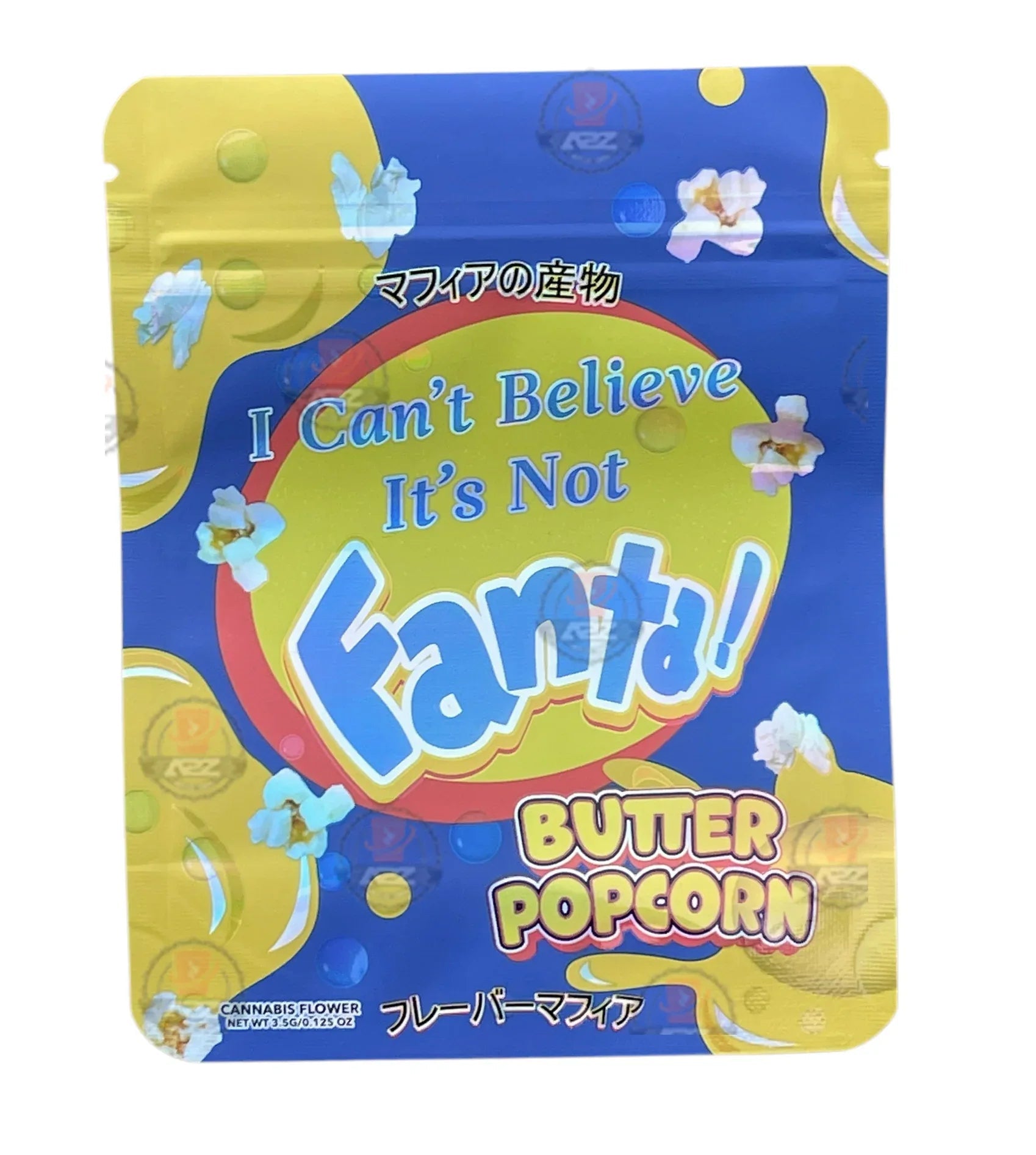Fanta Butter Popcorn Mylar Bags with Boxes 3.5g Box Packaging Holographic - Black Unicorn Hub