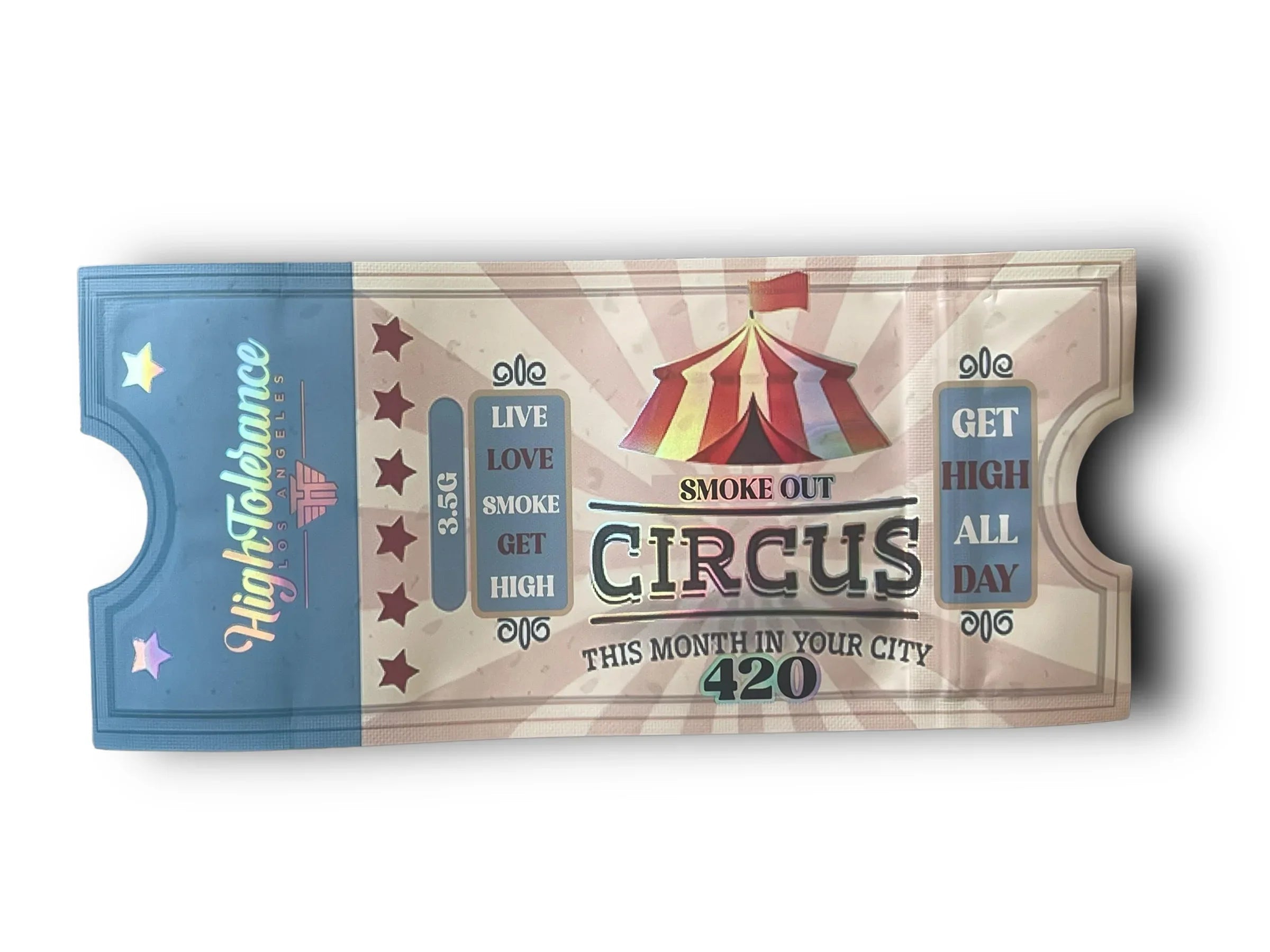High Tolerance Circus 420 Smoke Out 3.5G Mylar Bags Holographic - Black Unicorn Hub