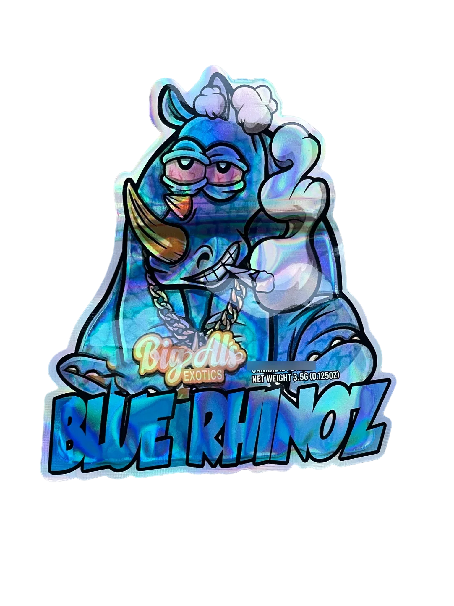 Blue Rhinoz Mylar Bags 3.5g Die Cut Big Als Exotics - Black Unicorn Hub