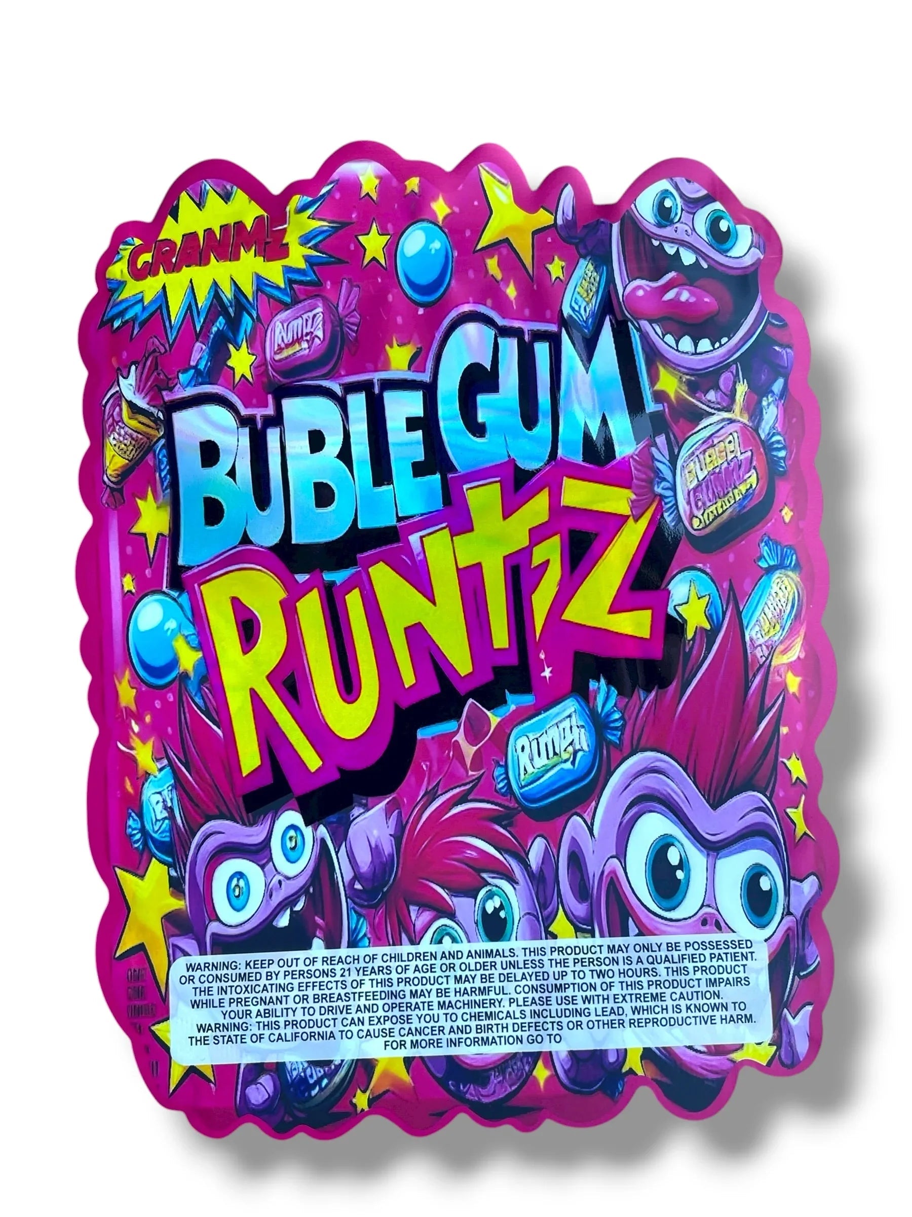 Bubblegum 1 OZ 28G Mylar empty Mylar bag 1 ounce (50 Count) - Black Unicorn Hub