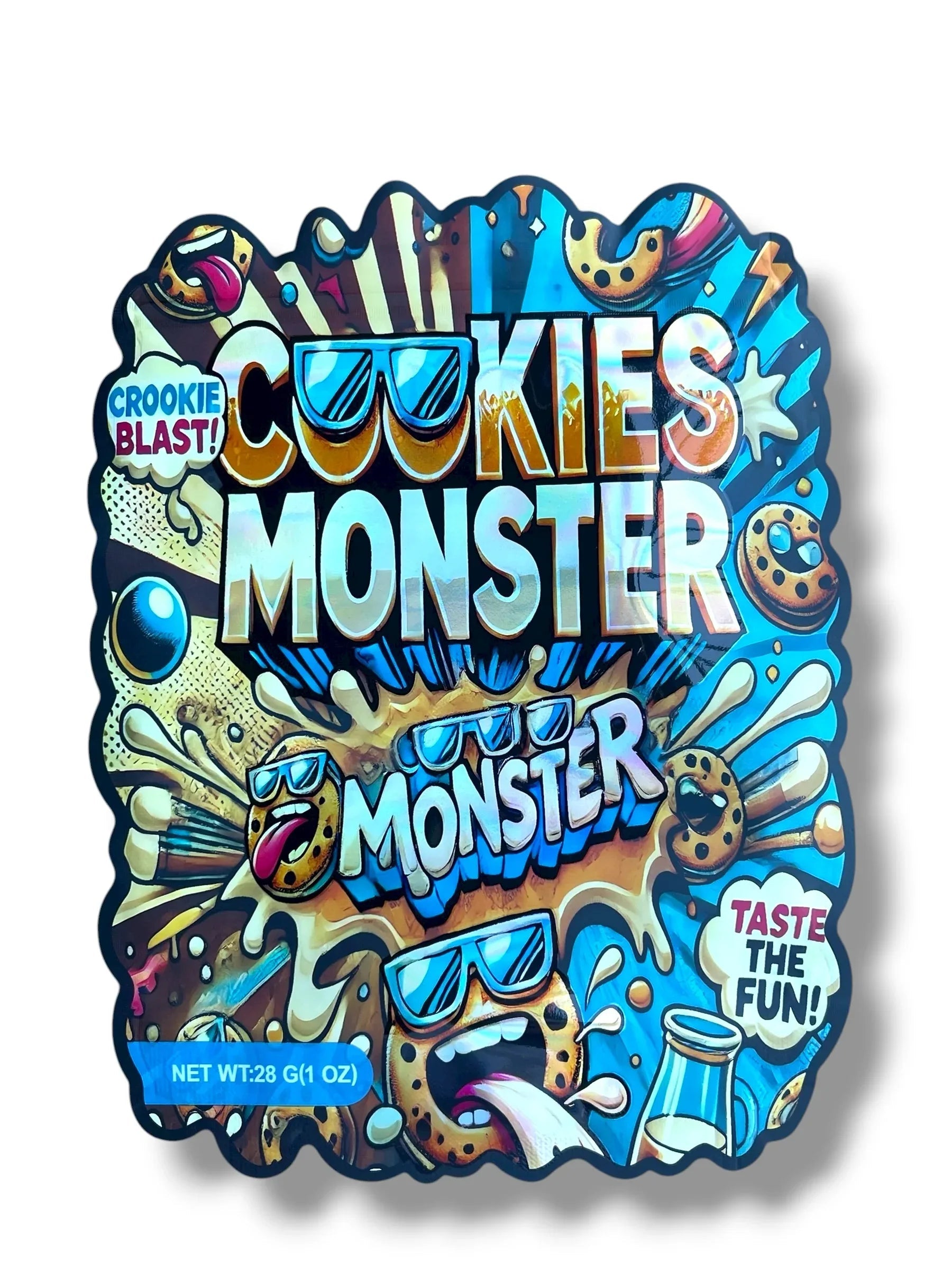 Cookies Monster 1 OZ 28G Mylar empty Mylar bag 1 ounce (50 Count) - Black Unicorn Hub