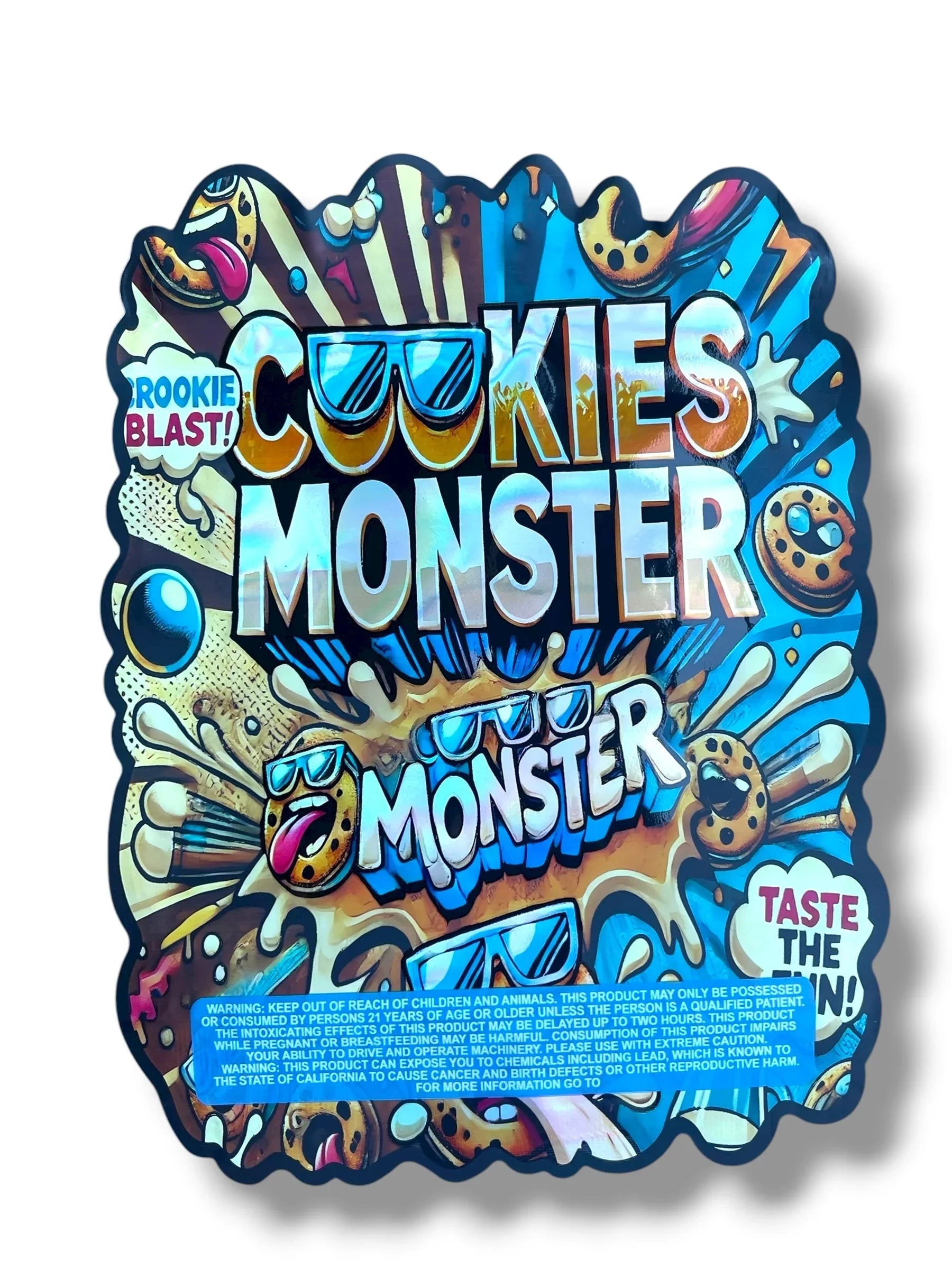 Cookies Monster 1 OZ 28G Mylar empty Mylar bag 1 ounce (50 Count) - Black Unicorn Hub