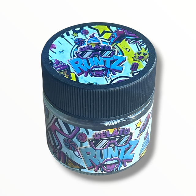 Gelato Runtz 3.5g Glass Jars with Holographic Stickers