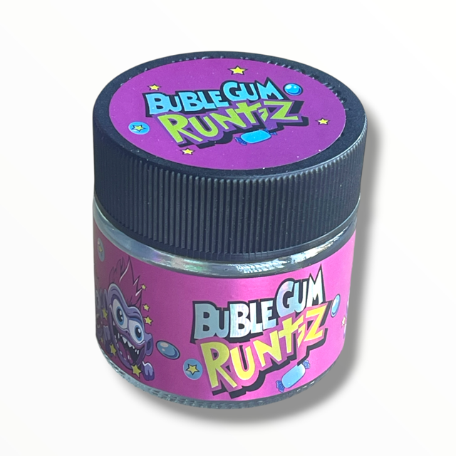 Bubblegum Runtz 3.5g Glass Jars with Holographic Stickers