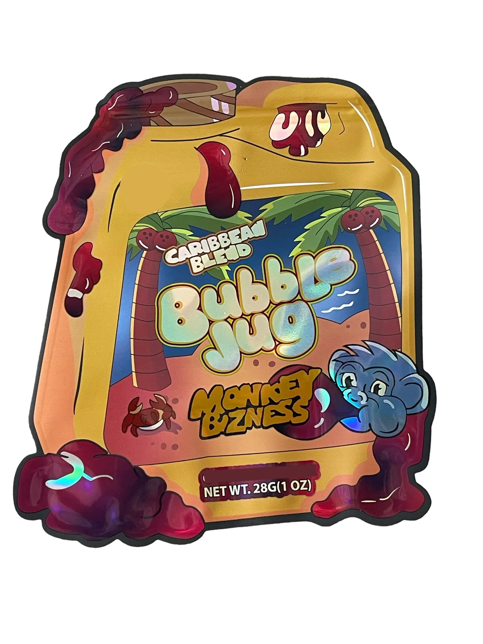 Bubble Jug Mylar Bag 1 OZ 28G (50 Count) Caribbean Blend Monkey Business - Black Unicorn Hub