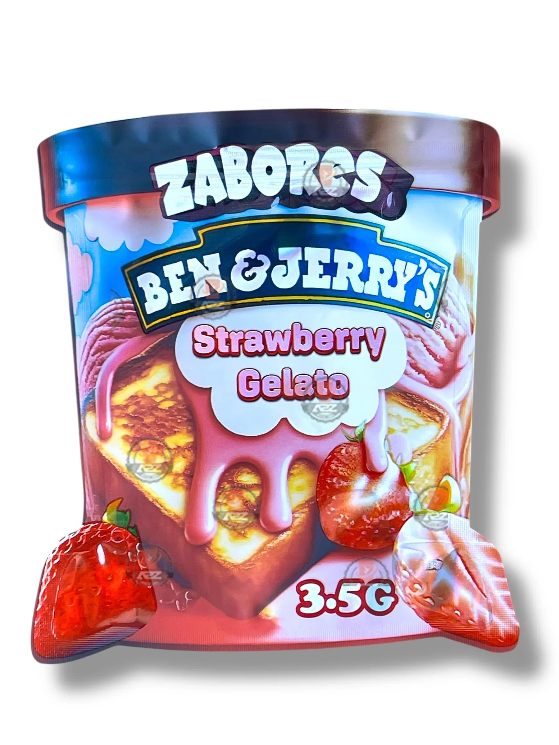 Zabores Strawberry Gelato Mylar Bag 3.5g shape bag - Black Unicorn Hub
