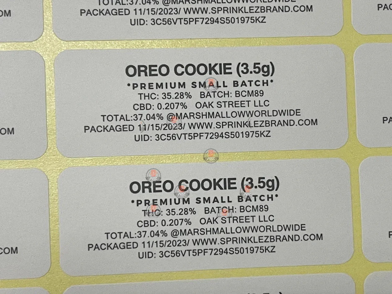 Sprinklez Cookie Marshmallow Mylar Bags 3.5g Sticker base Bag -With stickers and labels - Black Unicorn Hub