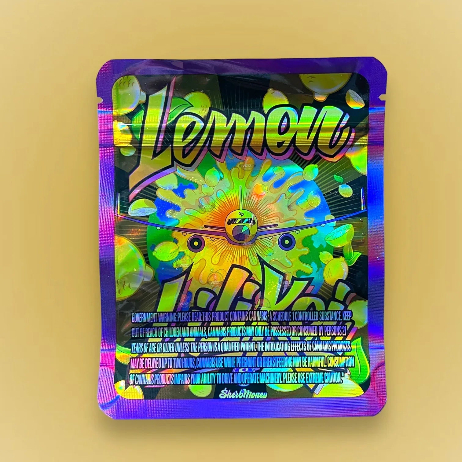 Lemon Lilikoi 3.5g Mylar Bag Holographic- Packaging Only - Black Unicorn Hub