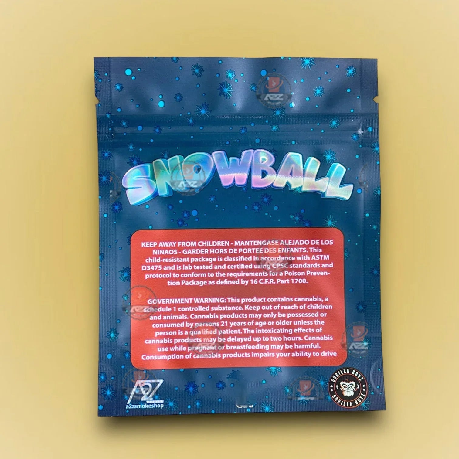 Snowball 3.5g Mylar Bags By Black Unicorn Packaging Only- Holographic - Black Unicorn Hub