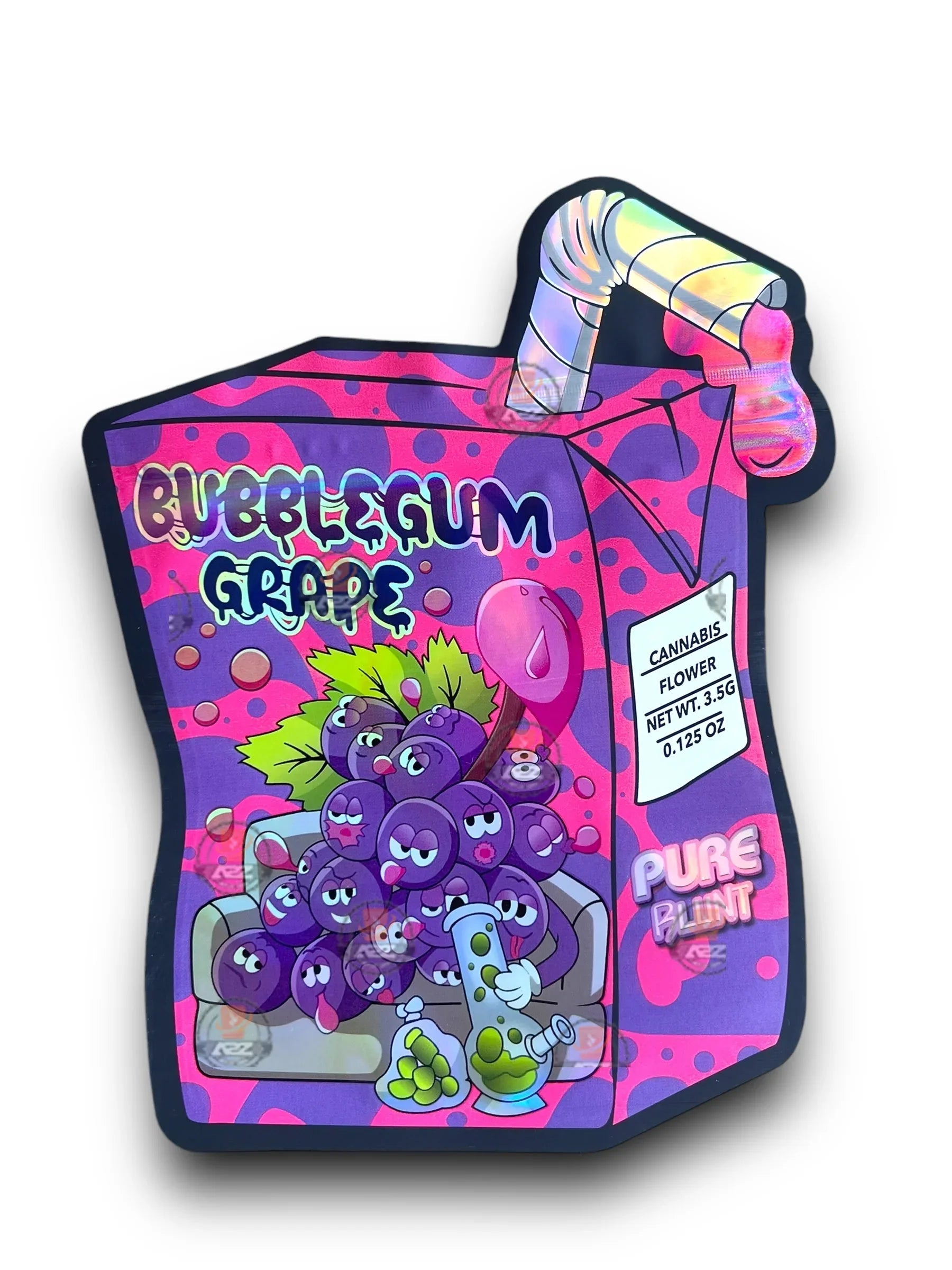 Bubblegum Grape Mylar Bags 3.5g Holographic - Black Unicorn Hub