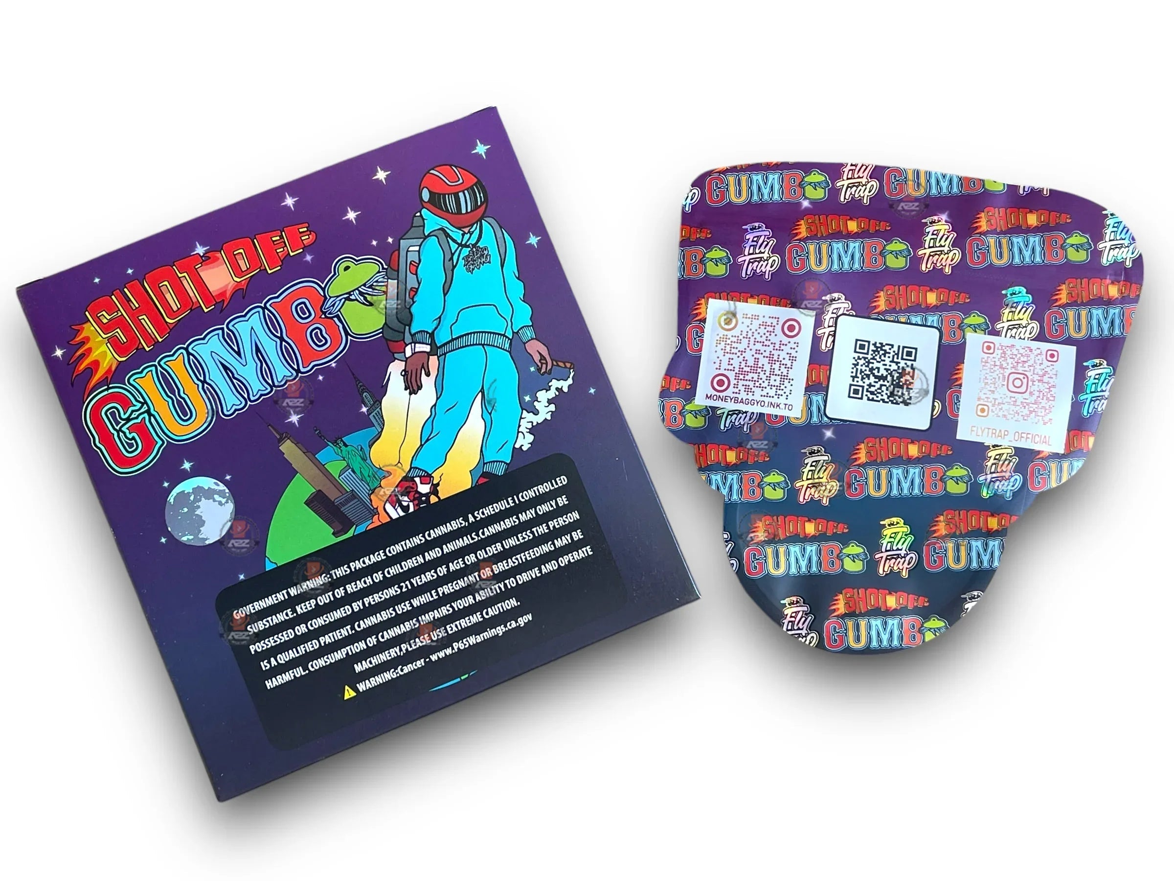 Gumbo Shot OFF Mylar Bags with Boxes 3.5g Box Packaging Holographic boxes and bags - Black Unicorn Hub