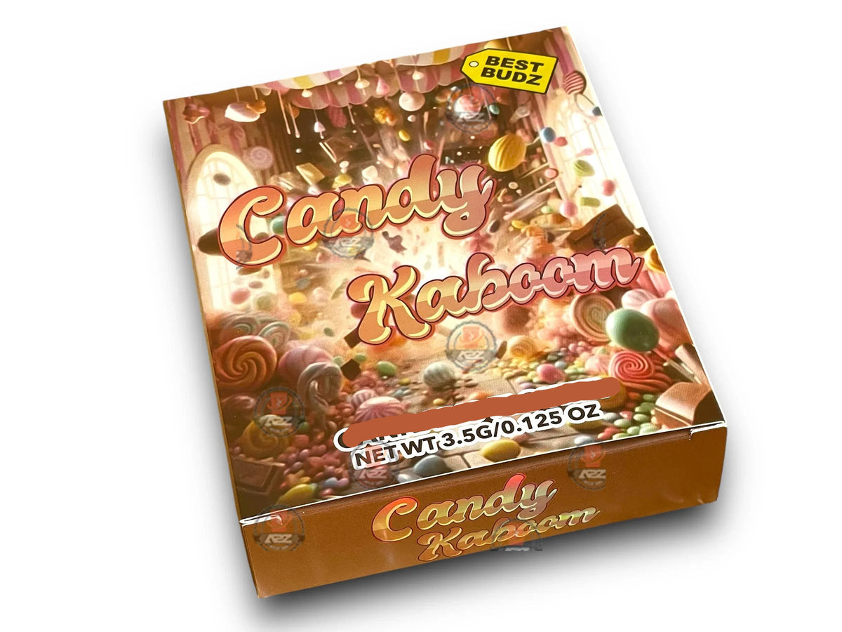 Best Budz Candy Kaboom Mylar Bags with Boxes 3.5g Box Packaging Holographic - Black Unicorn Hub