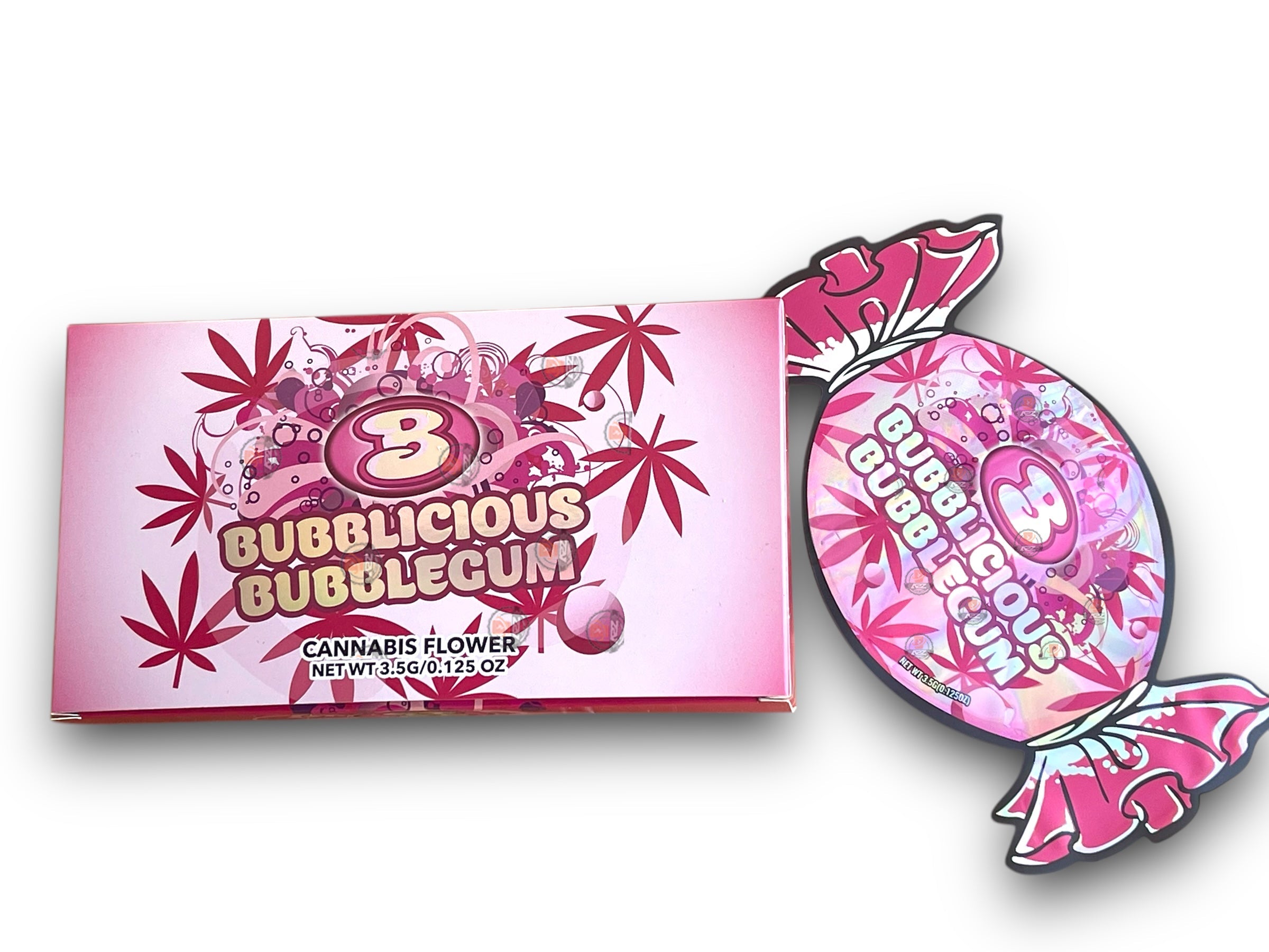 Bubblegum Mylar Bags with Boxes 3.5g Box Packaging Holographic