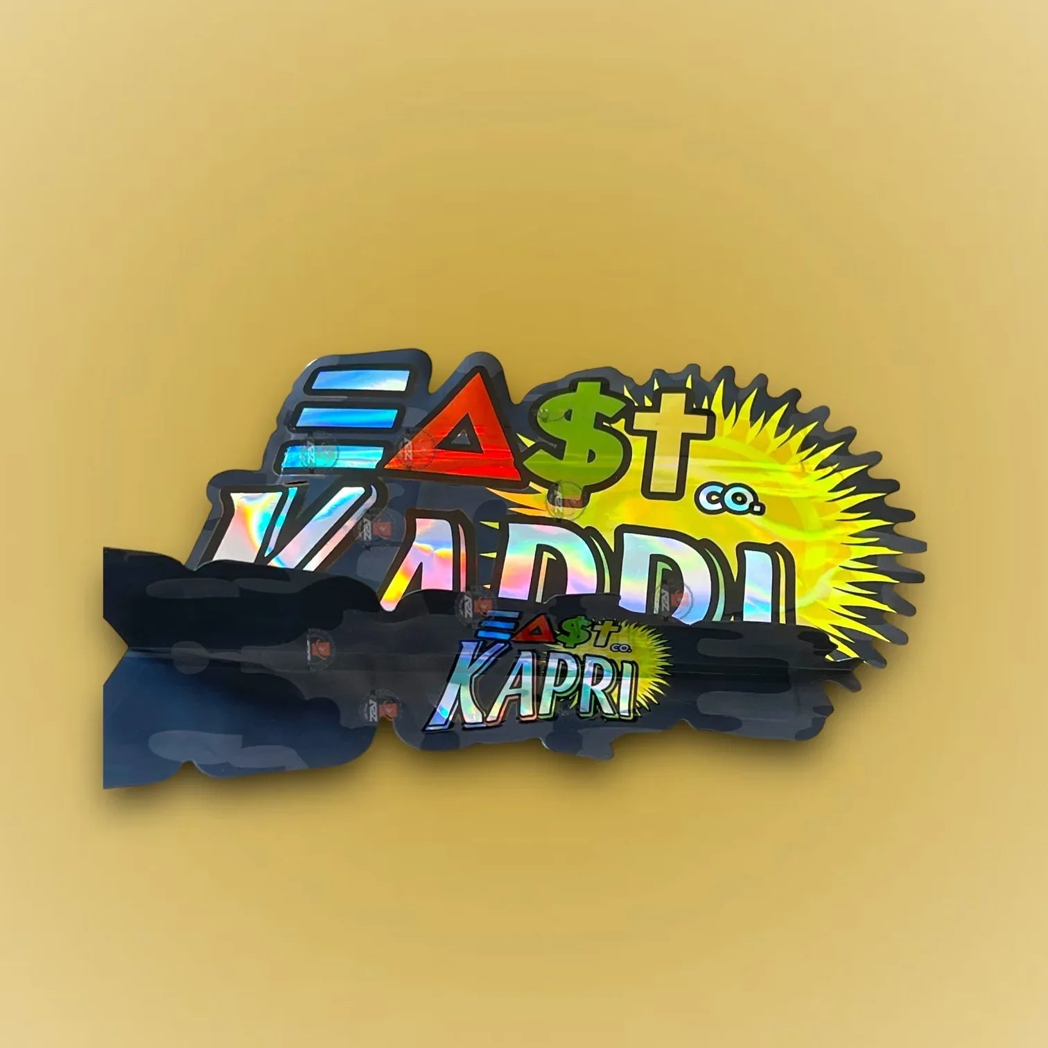 East Kapri Mylar bag 3.5g cut out-High Tolerance Holographic - Black Unicorn Hub