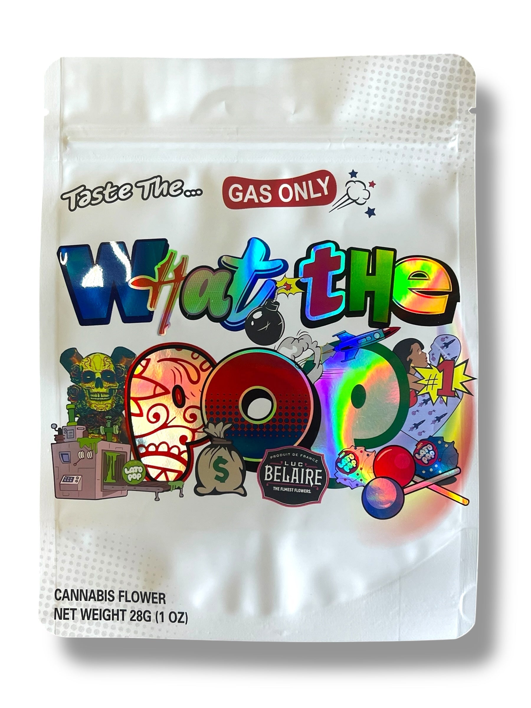 Gas Only What The POP Bellaire 1 OZ 28G empty Mylar bag 1 ounce (50 Count)
