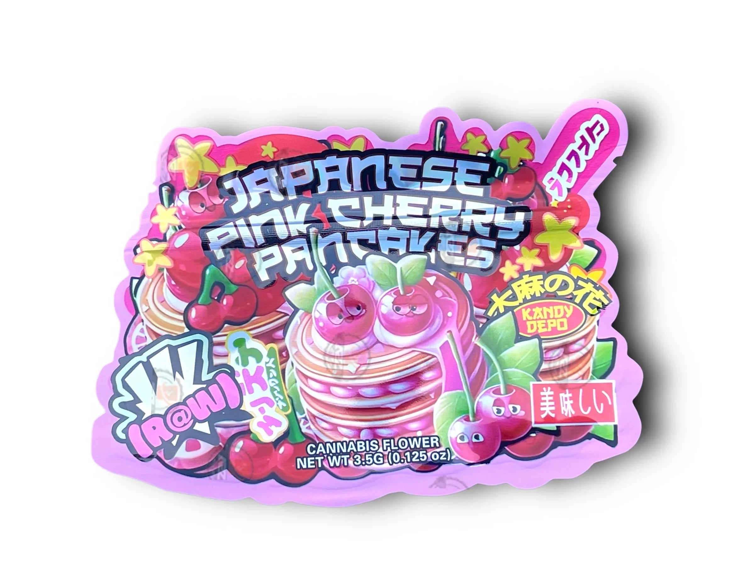 Kandy Depo Japanese Pink Cherry Pancakes Mylar Bags 3.5g Holographic - Black Unicorn Hub